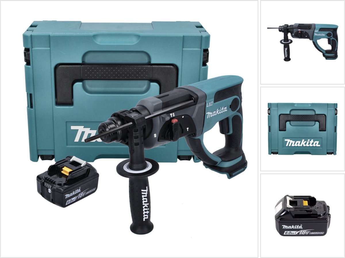 Makita DHR 202 G1J accu combihamer 18 V 2,0 J SDS Plus + 1x accu 6,0 Ah + Makpac - zonder oplader
