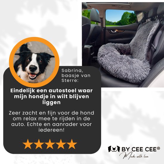 By Cee Cee - Autostoel Hond Deluxe Achterbank - Hondenmand Auto Met Veiligheidsriempje - Automand Hond - Hondenstoel - Grote Hond - Donkergrijs - Maat L - By Cee Cee