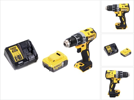 DeWalt DCD 791 P1 accuschroefboormachine 18 V 70 Nm borstelloos + 1x oplaadbare accu 5.0 Ah + oplader