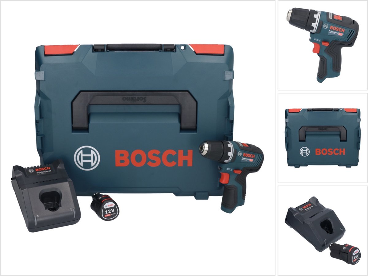 Bosch GSR 12V-35 Professionele accuboormachine 12 V 35 Nm borstelloos + 1x oplaadbare accu 2.0 Ah + lader + L-Boxx