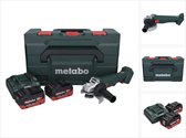 Metabo W 18 L 9-125 accu haakse slijper 18 V 125 mm + 2x accu 10.0 Ah + lader + metaBOX