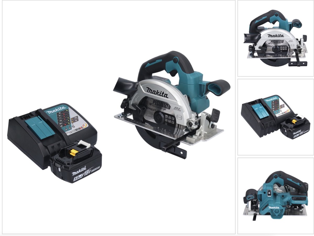 Makita DHS 661 RT1 accu-handcirkelzaag 18 V 165 mm borstelloos + 1x accu 5,0 Ah + oplader