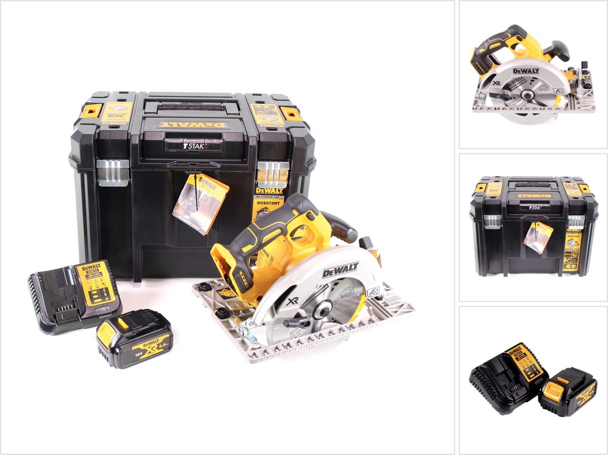 DeWalt DCS 572 M1 accu-handcirkelzaag 18 V 184 x 16 mm + 1x accu 4,0 Ah + oplader + T-STAK