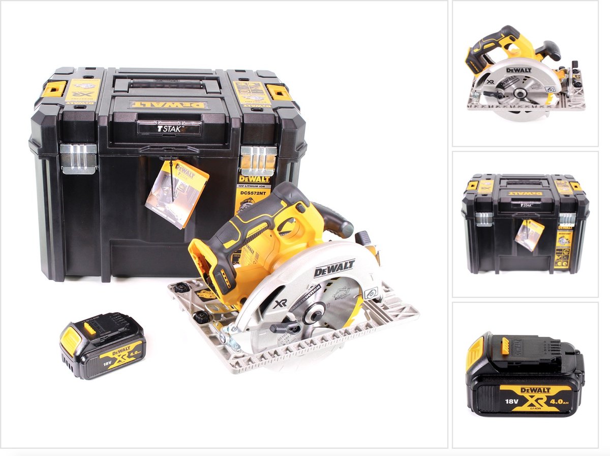 DeWalt DCS 572 NT accu-handcirkelzaag 18V 184 x 16 mm + 1x accu 4,0Ah + T-STAK - zonder oplader
