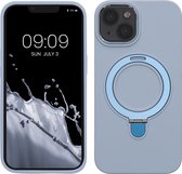 kalibri telefoonhoesje Apple iPhone 13 / iPhone 14 hoesje - beschermhoesje geschikt voor MagSafe - siliconen hoesje met telefoon ring in lichtblauw