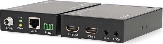 Nedis VREP3480AT, Émetteur et récepteur AV, 60 m, Avec fil, Anthracite