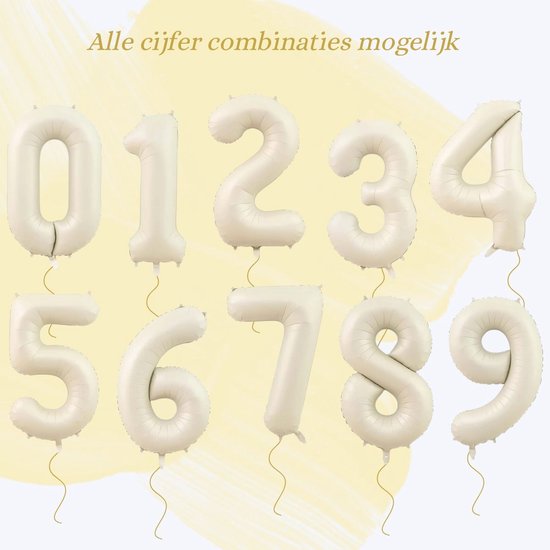 Ballons en forme de chiffre 4, Fête d'anniversaire , Ballons, en aluminium , Wit, taille XL