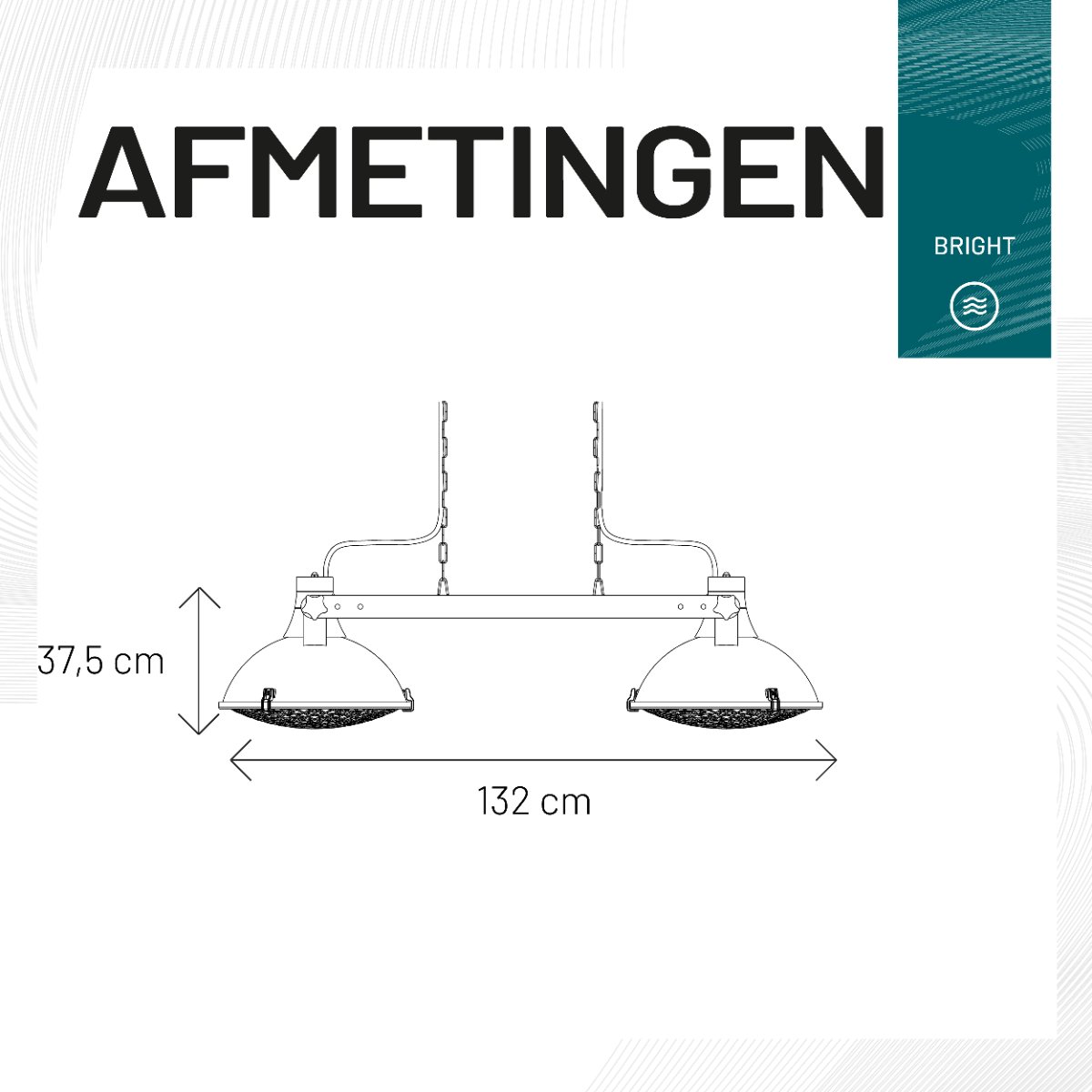 Sunred Indus II Bright 3000 W - Chauffage de terrasse suspendu - Noir