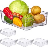Relaxdays 5x koelkast organizer - plastic - keuken organizer - opbergbak - transparant