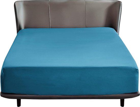 Hoeslaken 160 x 200 cm turquoise, microvezel lakens 160x200cm voor matras tot 30 cm hoog, hoeslaken linnen doek voor boxspringbed
