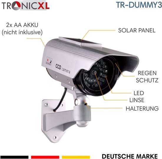 Caméra De Simulation Solaire Fausse Caméra Sécurité Avec LED Clignotante - Intérieur Extérieur