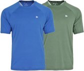 Donnay - 2-Pack Sport T-shirt André - Chemise Multi - Chemise de sport - Vert jungle/Bleu véritable - Taille M