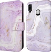 iMoshion Hoesje Geschikt voor Samsung Galaxy A20e Hoesje Met Pasjeshouder - iMoshion Design Bookcase smartphone - Paars / Purple Marble