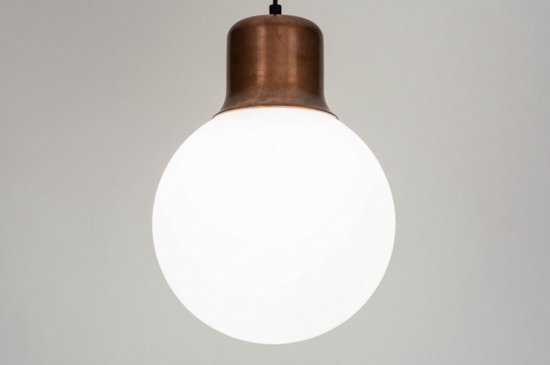 Lumidora Hanglamp 73219 - NINES - E27 - Wit - Roodkoper - Metaal