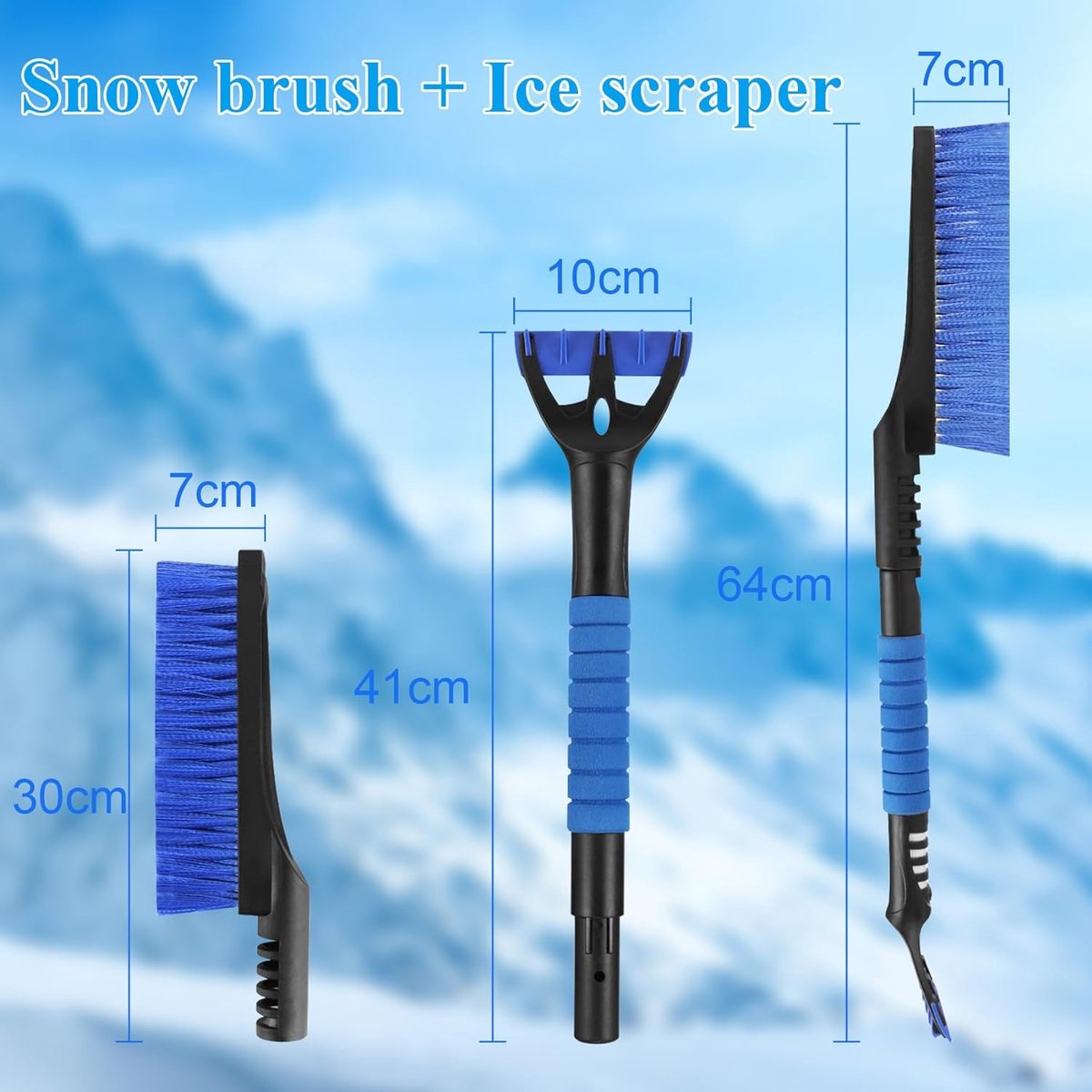 Grattoir à Glace 2 En 1 Avec Balai – 60 Cm, Poils Doux, Poignée En Mousse – Pour Voiture, SUV, Neige Et Givre