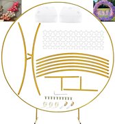 Enorme ronde goudmetalen ballonnenboogset, afneembaar, gemakkelijk te dragen en herbruikbaar, beste decoratie voor feestevenementen (1,8 m, goud)