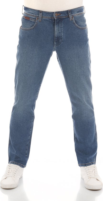Wrangler Heren Jeans Broeken Texas Slim Stretch slim Fit Blauw 33W / 32L Volwassenen Denim Jeansbroek