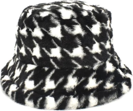 Hoed Bucket Hat Houndstooth Patroon Zwart Wit 54-58cm verstelbaar / Zwart Wit / Houndstooth