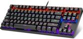 Rii RK908 Mechanisch gamingtoetsenbord RGB LED Rainbow Backlit Bedraad compact toetsenbord met blauwe schakelaars 87 toetsen voor Windows PC Gaming