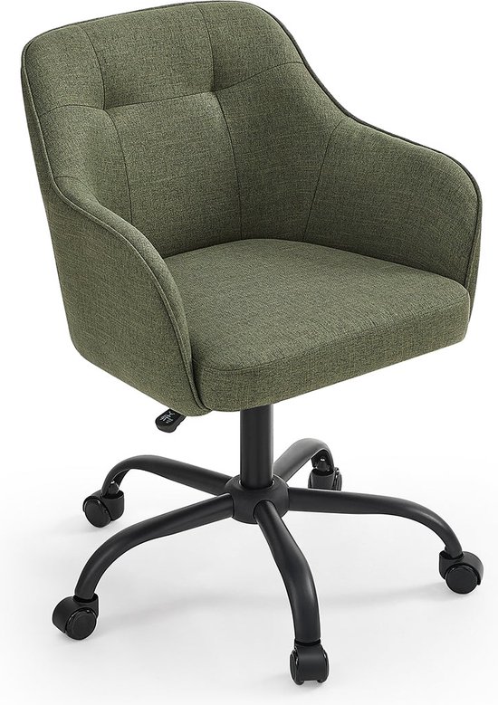 Homeoffice stoel, draaistoel, bureaustoel, in hoogte verstelbaar, tot 110 kg belastbaar, ademende stof, voor werkkamer, slaapkamer, groen