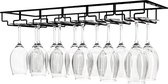Nolad - Wijnrek - Wijnglazenhouder - 18 glazen - 60 x 22.5 x 6 cm - Metaal - Mat zwart