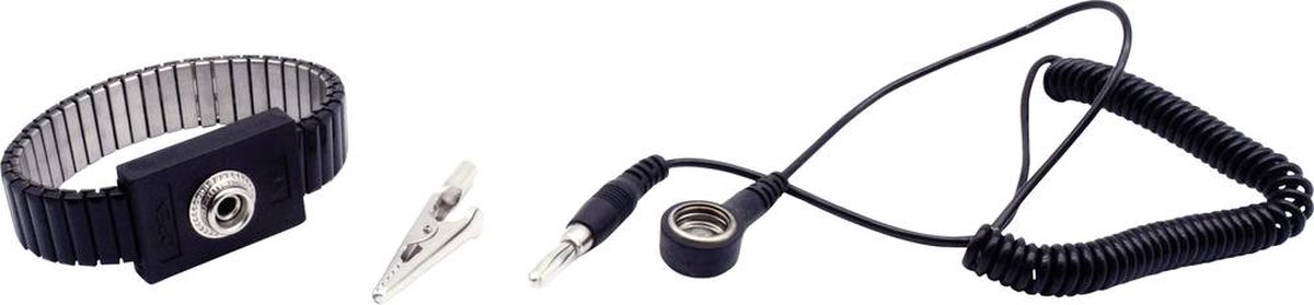 Quadrios ESD-armband Zwart Drukknop 10 mm
