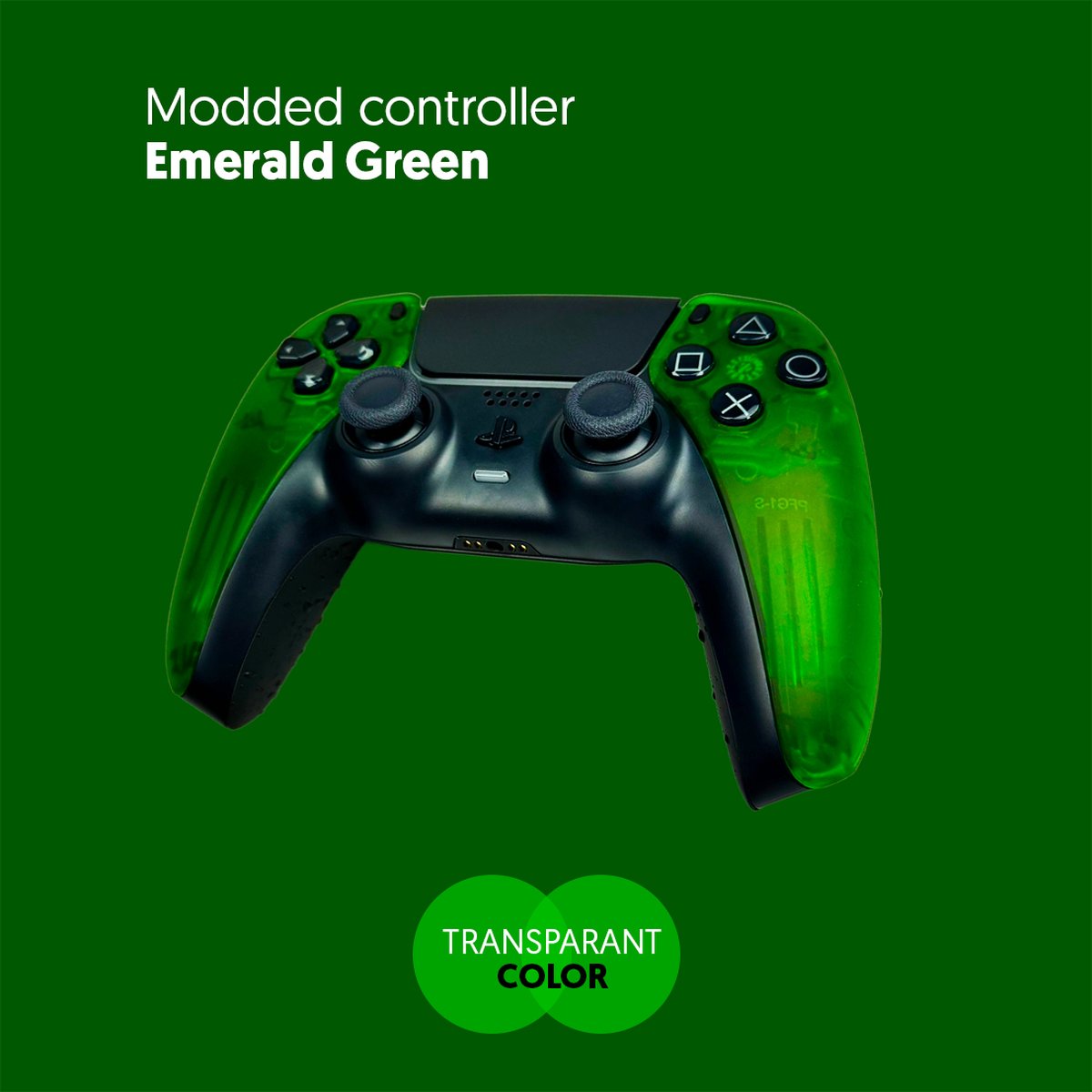 Playstation 5 controller - Emerald Green Modded Front & Backshell - Modded Dualsense - Geschikt voor Playstation 5 & PC