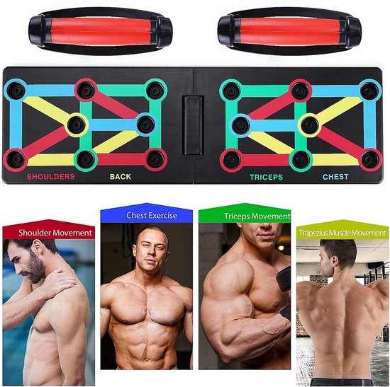 Opvouwbaar push-up board, 24-in-1 multifunctionele trainingsapparatuur voor thuis, vetverbrandingsapparatuur voor krachttraining voor effectief trainen van de spieren van het bovenlichaam schouders