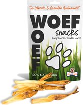 Woef Woef Snacks Hondensnacks Konijnenoren zonder haar - 1.00 KG - Kauwsnacks - Gedroogd vlees - Konijn - vanaf 3 maanden - Geen toevoegingen