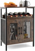 Meuble bar avec support de rangement, Meuble bar à vin, Meuble à boissons avec porte-bouteille amovible et porte-verre, Buffet industriel pour la Cuisine
