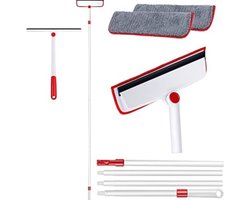 Myiosus Window Wipers, Set of 2, 2-in-1 Window Wiper with 180 cm Telescopic Rod for Car Windows, Rotatable Wiper Hinge, for High Windows, Indoor and Outdoor
