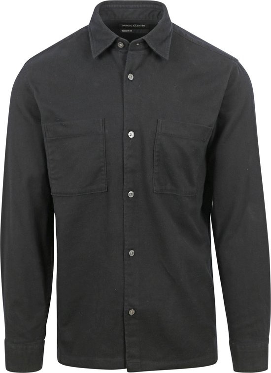 Marc O'Polo - Overhemd Twill Flanel Zwart - Heren - Regular-fit