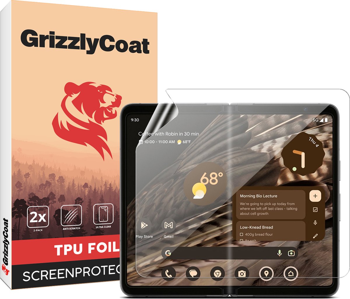 GrizzlyCoat Screenprotector geschikt voor Google Pixel Fold Hydrogel TPU | GrizzlyCoat Screenprotector - Case Friendly (2-Pack)