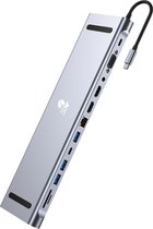 Grey Fox Hub Réseau /USB 12 en 1 - Type USB C - Répartiteur USB 3.0 - 4k/30 Hz - Lecteur de carte Micro TF/SD - Audio 3,5 mm - Ethernet - VGA 1080P - Transmission Multi -écran - Convient pour ordinateur portable, Macbook et Windows