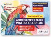 Tritart A6 Papier Aquarelle 300g - Bloc Dessin de 55 Pages en Wit - Bloc Aquarelle DIN A6 pour Peinture Aquarelle ou Papier Acrylique pour l'écriture Manuscrite