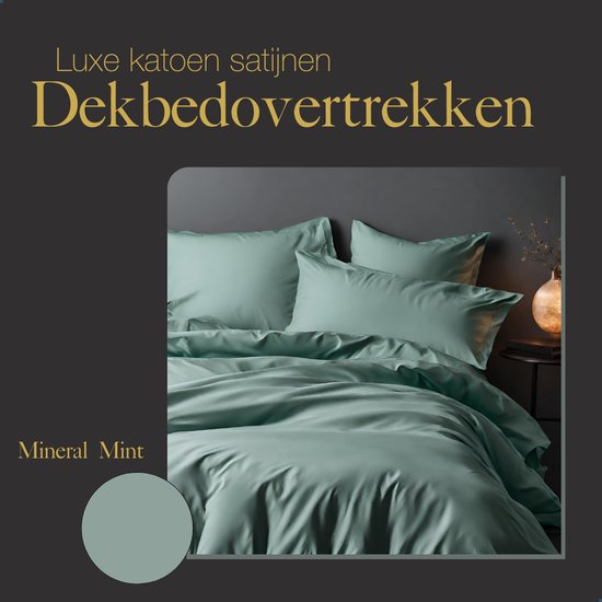 Ten Cate Premium Dekbedovertrek - Dekbedovertrek 200 x 200 tweepersoons - Dekbedovertrekken - Dekbedovertrek 200x220 - Satijn - Mineral Mint — afbeelding 2