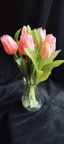 Licht Rose tulpen | Kunst Tulpen | 31 cm | Licht Rose | 7 stelen | Tulpen | kunstbloemen voor binnen | kunstbloemen die net echt lijken