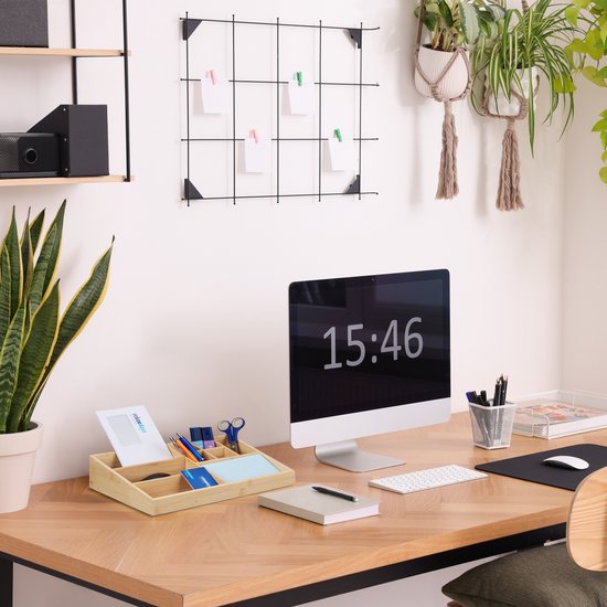 Organiseur de bureau Relaxdays - organiseur en bambou - 9 compartiments - organiseur maquillage - plumier