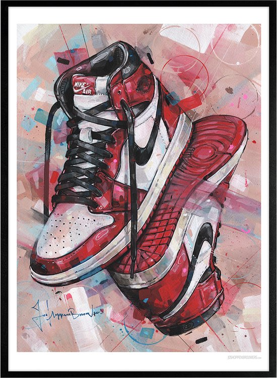 Sneaker print upside down Chicago 51x71 cm *ingelijst & gesigneerd