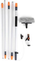 Telescopischewasborstel - Waterdoorlatende Wasborstel met zeepdispenser - Raamreiniger tot 4,6m - Zonnepanelenreiniger