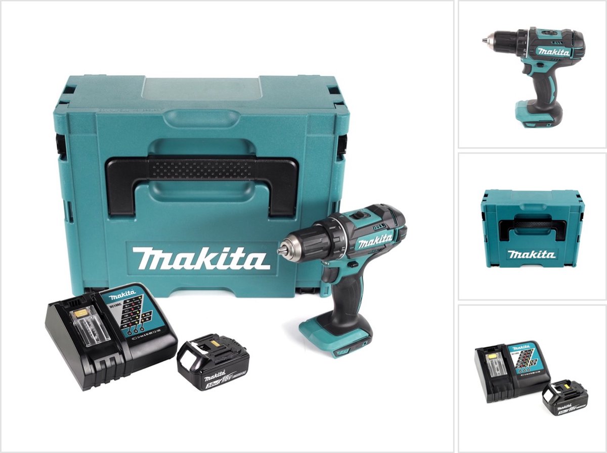 Makita DDF 482 RF1J accuboormachine 18V 62Nm in Makpac + 1x 3.0 Ah accu + lader