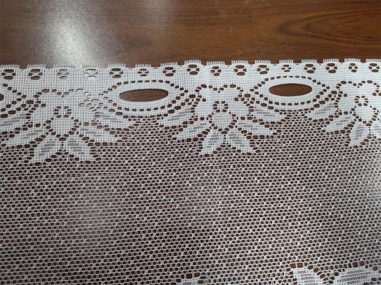 Yaland Vitrage jacquard bloemen rand gordijn wit bistrogordijn gebogen breedte 160cm hoog 60cm korte gordijnen kleine vitrage keuken gordijnen