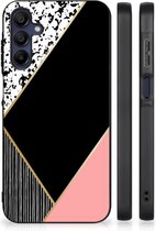 TPU Silicone Hoesje Geschikt voor Samsung Galaxy A15 Telefoonhoesje met Zwarte rand Black Pink Shapes