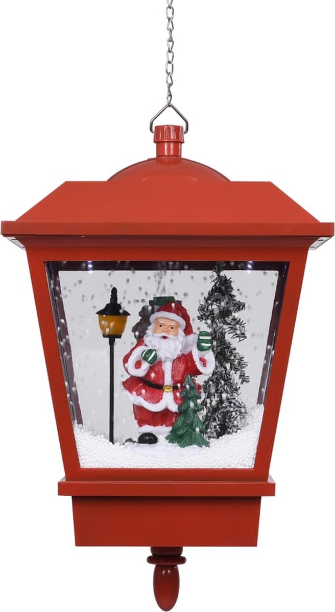 Beroli - Kersthanglamp - Met LED-lamp en Kerstman - 27x27x45 cm - Rood: Sfeervolle Kerstversiering met LED-verlichting en Kerstmanfiguur