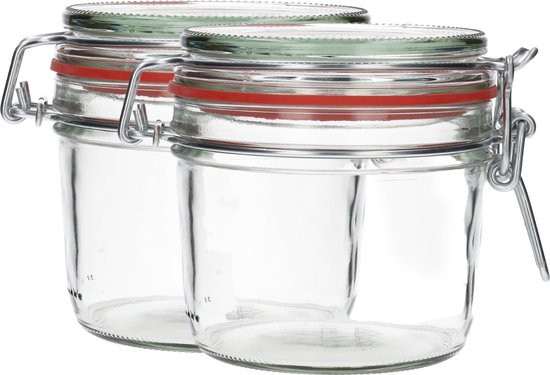 Foto: 2x glazen weckpot 400 ml rond transparant inmaakpotten mason jar weckpotten met deksel confituurpotten hervulbaar glas 2 potten