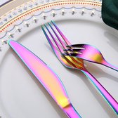 Rainbow Bestekset, 30-delig, stabiele roestvrijstalen titanium kleurrijke bestekset, bestekset, roestbestendig, vorken en lepels, bestekset, vaatwasmachinebestendig