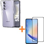 Coque en silicone anti-choc avec lot de 2 protecteurs d'écran en verre trempé Convient pour : Samsung Galaxy S24 Plus
