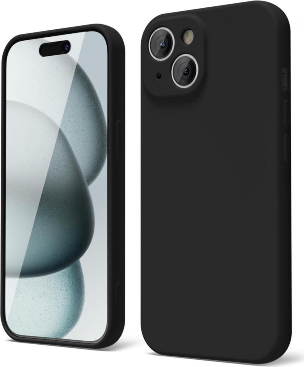 Hoesje met Camera Bescherming Geschikt voor Apple iPhone 15 | Back Cover | Dun | Flexibel TPU | Zwart