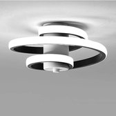 Goeco Plafondlamp - 25cm - Klein - LED - 22W - Spiraal Plafondlamp - Zwart - Koel Wit Licht
