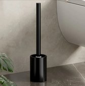 Toiletborstel Staand of Voor Wandmontage Zonder Boren - Zwart - Aluminium -Toilet accessoires -badkamer accessoires